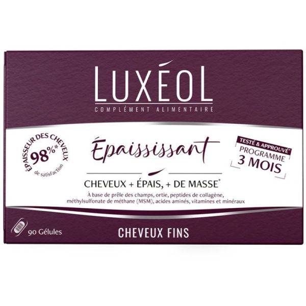 Luxéol Complément Alimentaire Épaississant - 90 gélules - Cheveux plus épais, plus denses et plus beaux