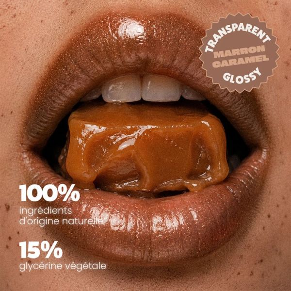 Paalm Baume à Lèvres Hydrakiss Caramel Macchiato 15 ml – Baume à lèvres peptides, HA et phyto-plumper marron glossy
