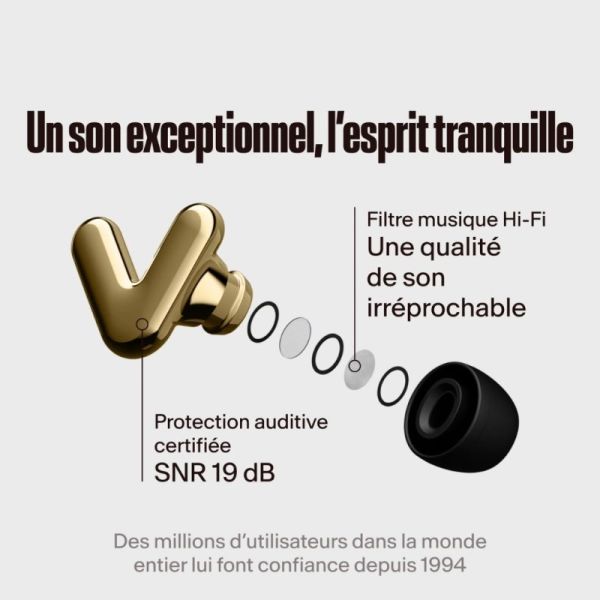 Alpine Tune Gold Paire de bouchons d'oreille - Haute fidélité pour les concerts, les festivals et les passionnés de musique
