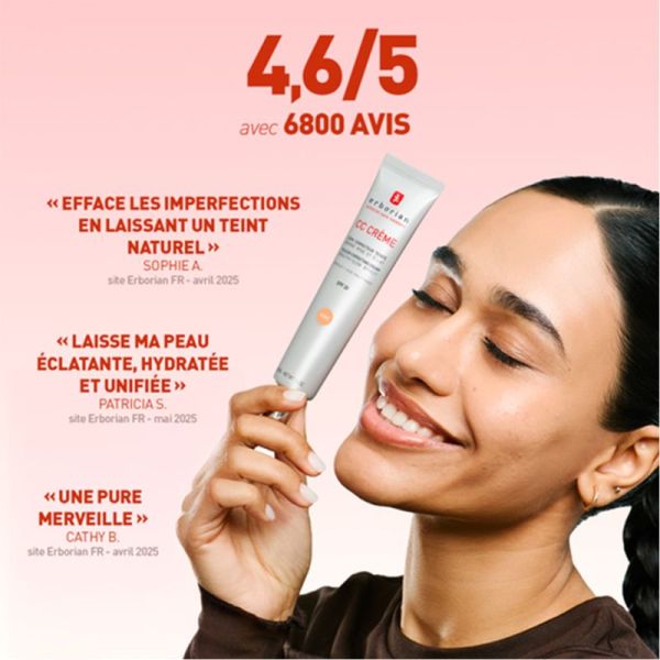 Erborian CC Crème à la Centella SPF30 15ml Teinte Clai – Soin correcteur teinté illuminat format voyage