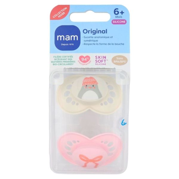 MAM Original 6 mois et +  Collection Hiver Lot de 2 coloris aléatoire - Respect de la forme de la bouche