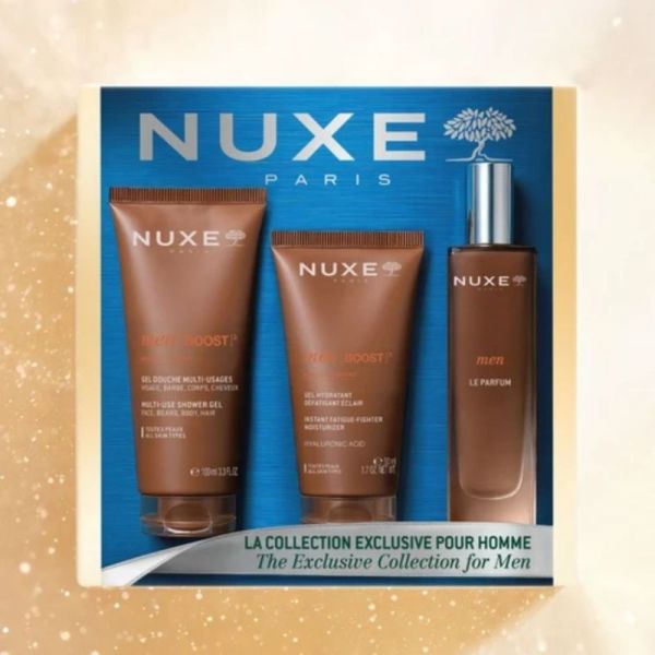 Nuxe Coffret Noël Nuxe Men [BOOST]³ La Collection Exclusive pour Homme 3 soins - Coffret rituel homme hydratant, gel douche et parfum