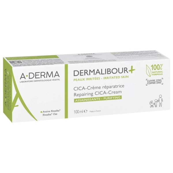 A-DERMA Dermalibour+ CICA-Crème Réparatrice Assainissante 100 ml - Soin Familial