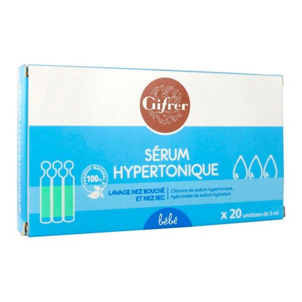 Gifrer Sérum Hypertonique - Lavage de Nez - 20 Unidoses de 5 ml