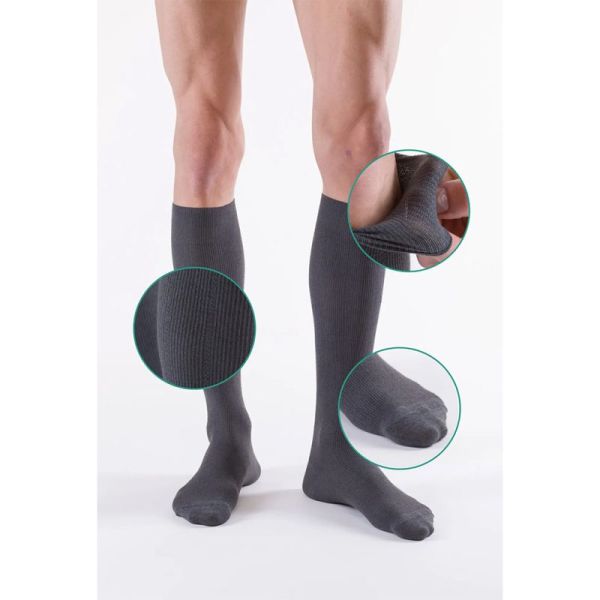 Thuasne Venoflex Fast Coton Chaussettes de Contention Homme Classe 2 Long – Fibre naturelle et confort