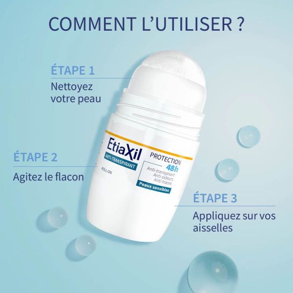 Etiaxil Anti-transpirant Protection 48h Peaux Sensibles Roll-on - Lot de 2 x 50ml