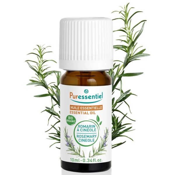 Puressentiel Huile Essentielle Romarin à Cinéole Bio 10 ml – Libère les voies respiratoires, stimule la concentration et tonifie l'organisme
