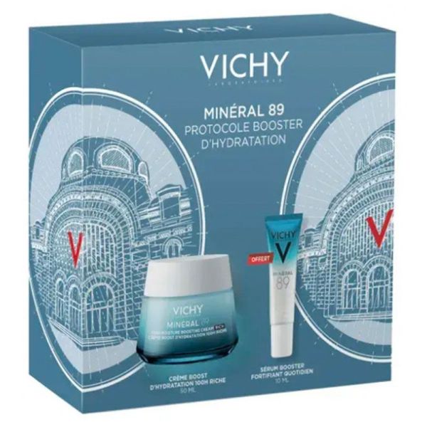 Vichy Coffret Minéral 89 - Crème Boost d'Hydratation Riche 50 ml + Booster Quotidien 10 ml OFFERT