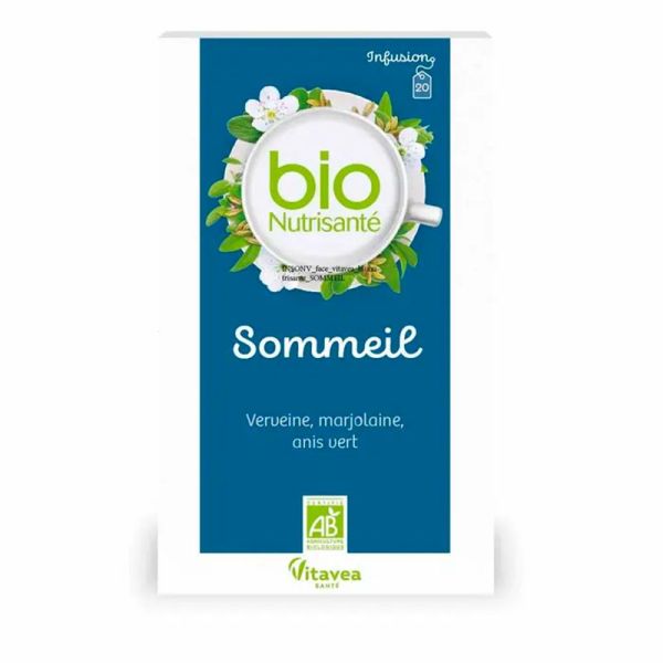 Vitavea BioNutrisanté Infusion Bio Douce Nuit - 20 Sachets - Saveur Vanille - Infusion apaisante