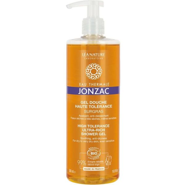 Eau Thermale Jonzac Gel Douche Surgras Haute Tolérance Bio - 500 ml - Nettoyant, relipidant et apaisant