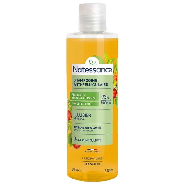 Natessance Shampoing Anti-Pelliculaire -  Extrait de Jujubier - Pellicules Sèches et Grasses - 250 ml