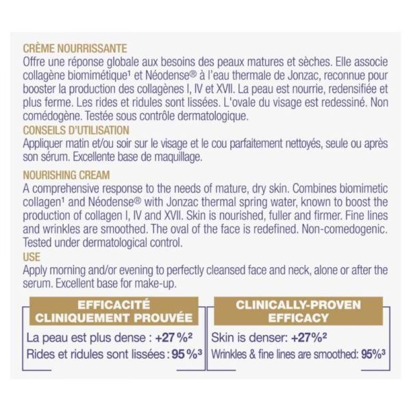 Jonzac Crème Riche Anti-Âge Densité Nutrition Bio 50 ml - Densité, nutrition et fermeté