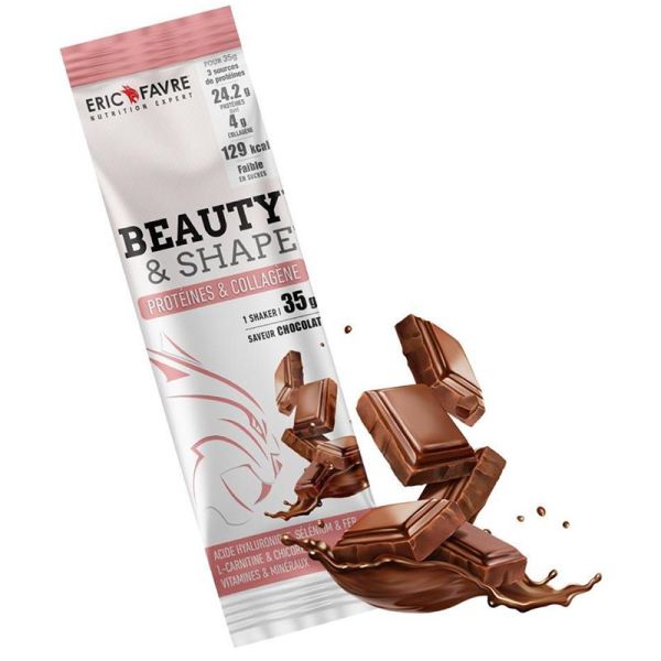 Eric Favre Beauty & Shape Poudre Protéinée au Collagène - 1 Sachet unidose - Saveur Chocolat - Silhouette, la peau et la vitalité