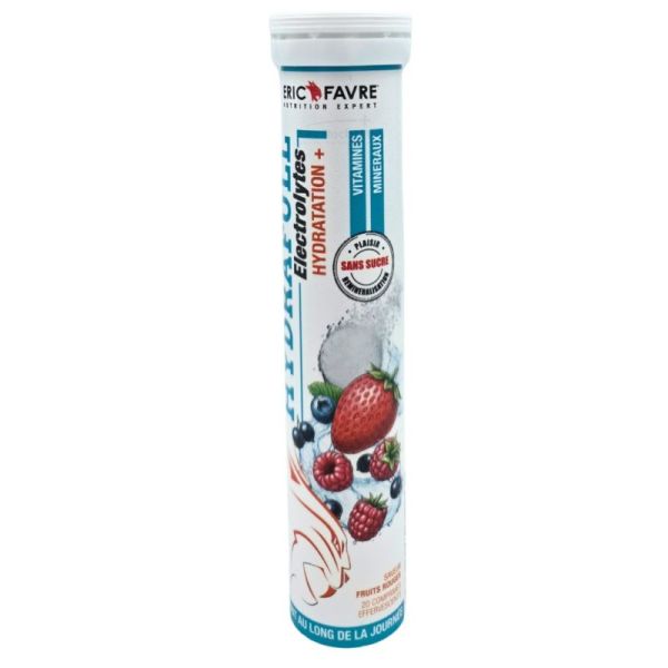 Eric Favre Hydrafull Électrolytes Hydratation + Saveur Fruits Rouges 20 comprimés effervescents - Reminéralisation et hydratation au quotidien