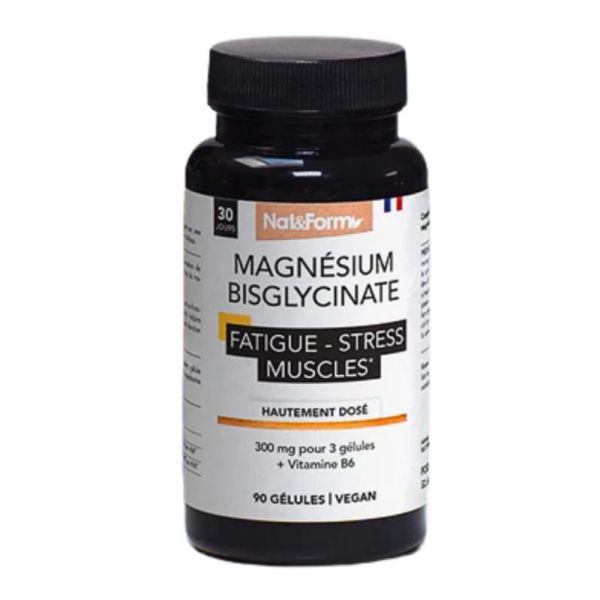Nat&Form Bisglycinate de Magnésium - Fatigue et Fonction Musculaire - 90 Gélules