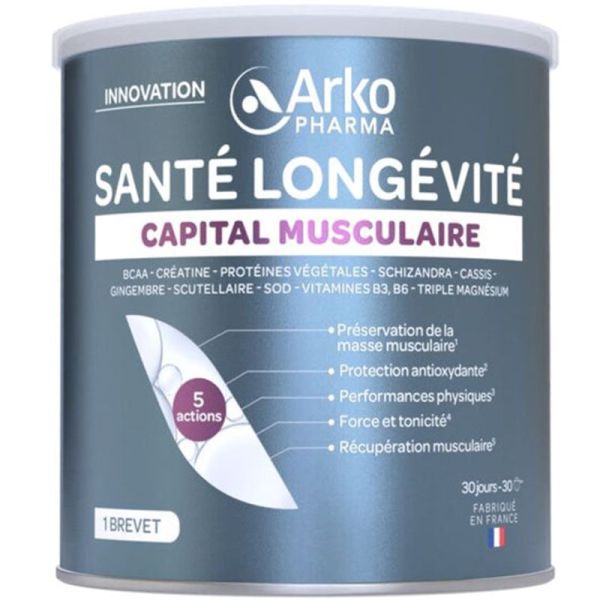 Arkopharma Santé Longévité Capital Musculaire 285g – Formule 5 actions pour préserver la masse et la force