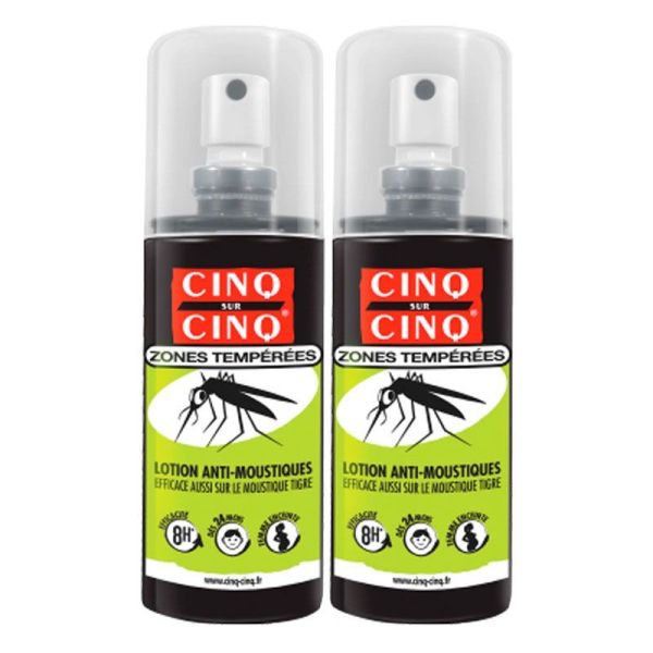 Cinq sur Cinq Lotion anti-moustiques Zones tempérées - 2x100ml 