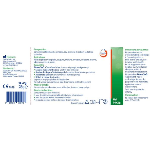 OsmoSoft Cicatrisant 4 en 1 Gel - 14 unidoses - Gel intelligent pour plaies et irritations cutanées