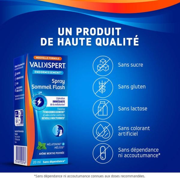 Valdispert Spray Sommeil Flash à Libération Immédiate de Mélatonine - 20ml - Endormissement rapide
