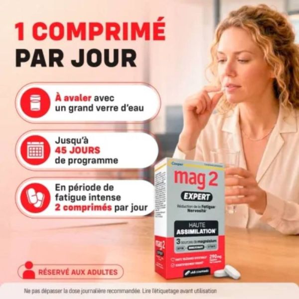 Cooper Mag2 Expert 45 Comprimés - Réduction de la fatigue et de la nervosité
