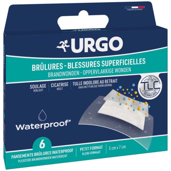 URGO Pansements Brûlures & Blessures Superficielles - 5 × 7 cm - 6 unités