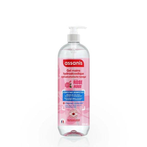 Assanis Gel Hydroalcoolique Mains parfum Rose - 980 ml