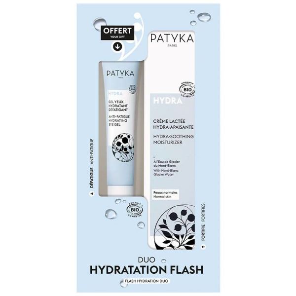 Patyka Hydra Duo Hydratation Flash Bio - Gel Yeux Défatigant OFFERT + Crème Lactée Hydra-Apaisante - 55ml