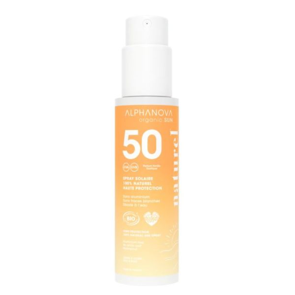 Alphanova Organic Sun Spray Solaire Minéral Bio SPF50 Visage & Corps Haute Protection - 100g