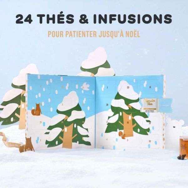 Panda Tea Calendrier de l'Avent 24 sachets - 24 thés et infusions pour Noël