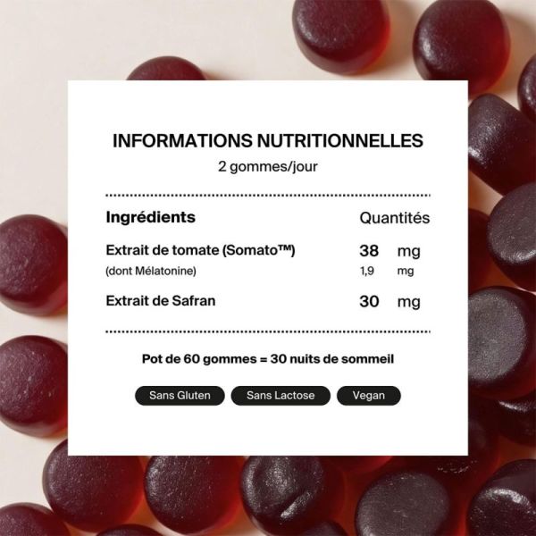Naali Dream Gummies Sommeil 60 gommes Cerise – Mélatonine végétale et safran