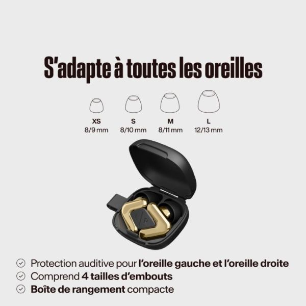 Alpine Tune Gold Paire de bouchons d'oreille - Haute fidélité pour les concerts, les festivals et les passionnés de musique