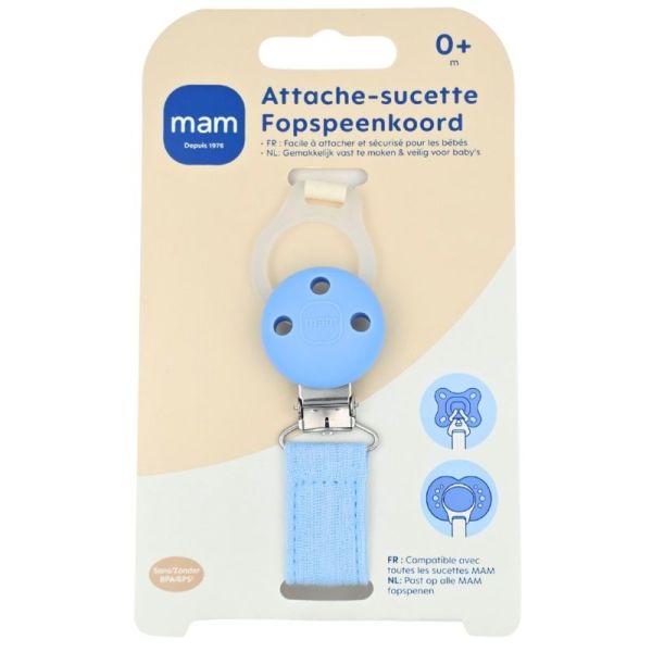 MAM Attache-sucette Marin coloris aléatoire - Fixation facile et hygiène de la sucette