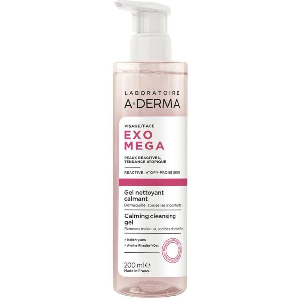 A-Derma Exomega Gel Nettoyant Calmant Visage 200ml – Apaisement du visage