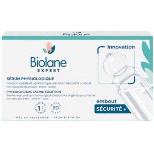 Biolane Sérum Physiologique 20 Unidoses de 5 ml - Hygiène Nez, Yeux et Oreilles