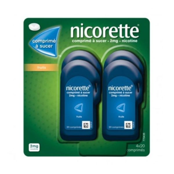 Nicorette 2mg Fruits 4 x 20 comprimés à sucer