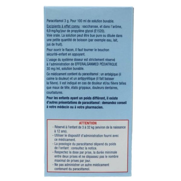 Efferalganmed 30 mg/ml - Solution buvable 90 ml arôme fraise