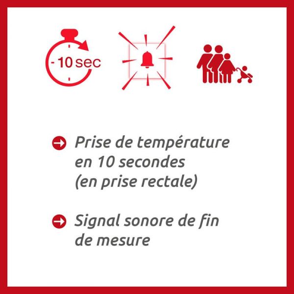 Torm Thermomètre Flexible MT- 403S - Coloris aléatoire - Mesure de la température rectale, orale ou axillaire