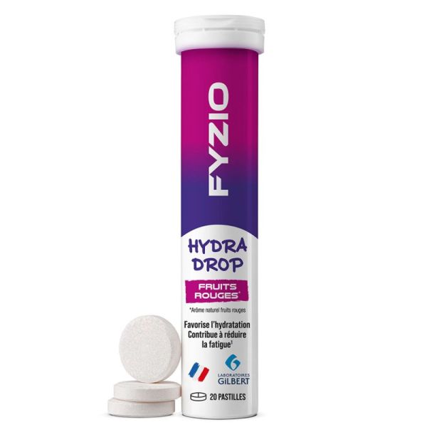 Gilbert Fyzio Hydra Drop Fruits Rouges 20 pastilles – Hydratation et équilibre électrolytique