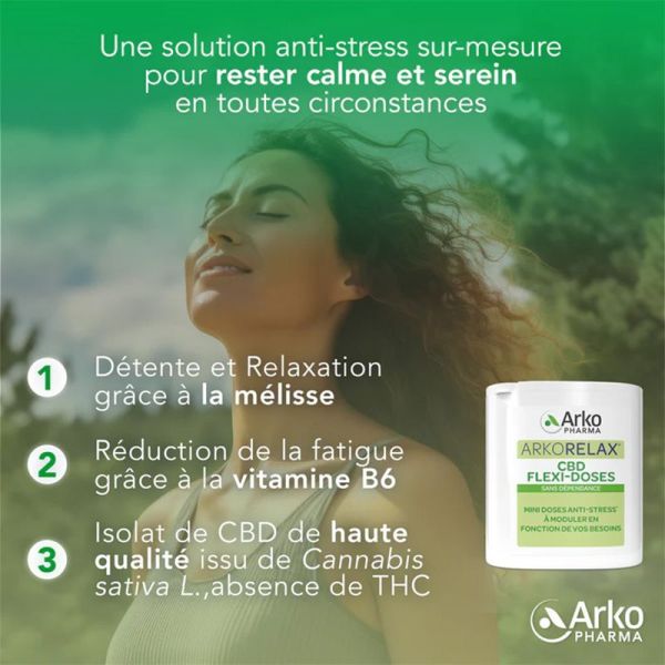 Arkopharma Arkorelax CBD Flexi-Doses - 60 Mini Comprimés Sublingaux