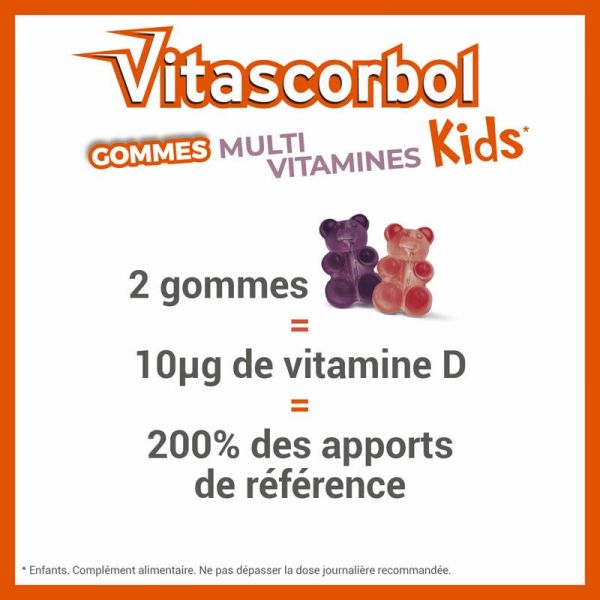 Vitascorbol Kids Multivitamines - Soutien la Croissance et la Vitalité des Enfants - 45 Gummies