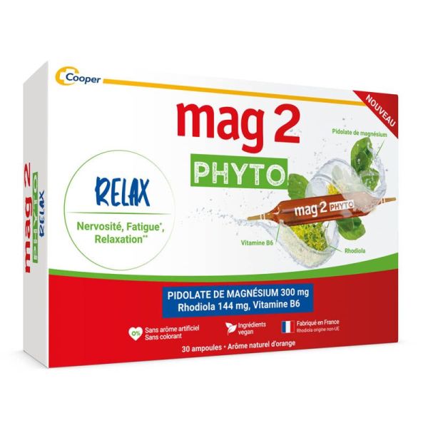 Mag 2 Phyto Relax - 30 ampoules - Nervosité et Fatigue - Réduit le Stress et Favorise la Relaxation