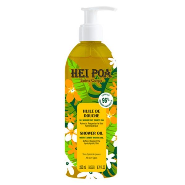 Hei Poa Huile de douche Monoï de Tahiti - Nettoie la Peau en Douceur - 250 ml