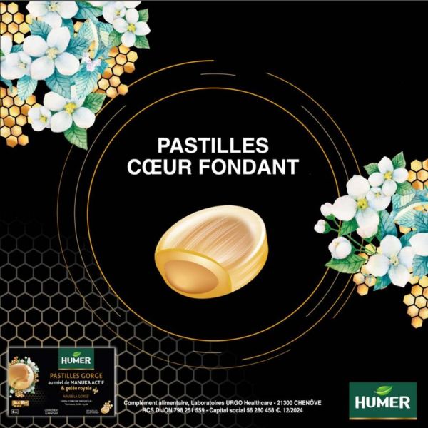 Humer Pastilles Gorge au Miel de Manuka 15+ & Gelée Royale - 16 Pastilles