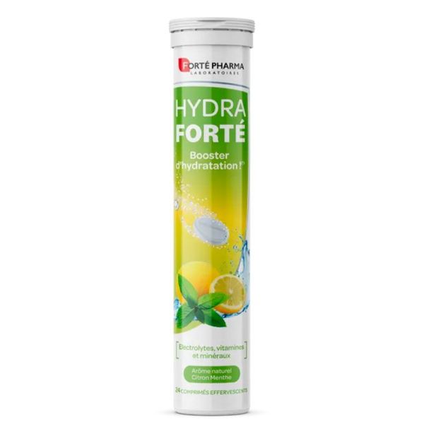 Forté Pharma Hydra Forté - Booster d'Hydratation - Goût Citron/Menthe - 24 comprimés effervescents