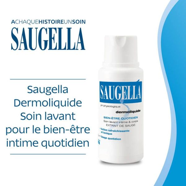 Saugella Dermoliquide Gel Lavant Intime 2 x 250 ml - Confort et Équilibre Intime, Anti-Odeurs