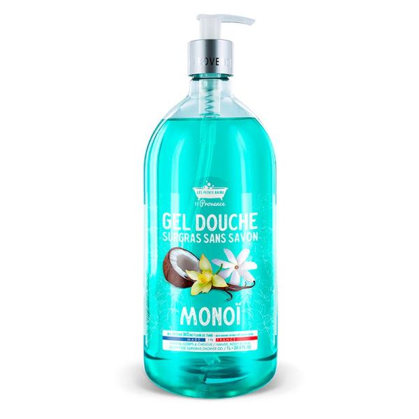 Les Petits Bains de Provence Gel Douche - 1 Litre - Senteur : Monoï - Surgras & sans savon