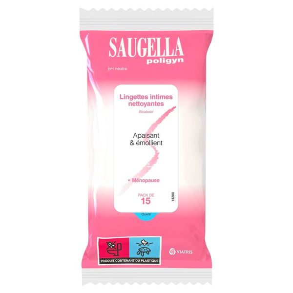 Saugella Poligyn Lingettes intimes - 15 lingettes - Fraîcheur et confort au quotidien
