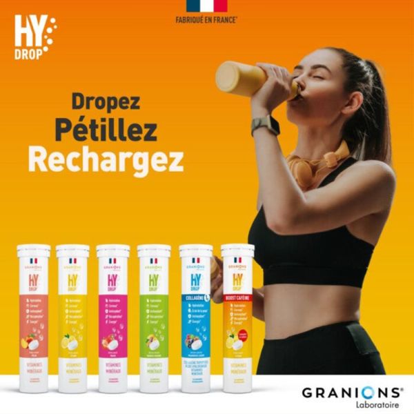 Granions Hydrop Boost Caféine Citron 20 Comprimés Effervescents – Hydratation et énergie