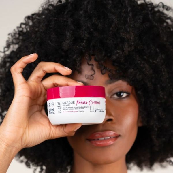 Luxéol Masque Frisés & Crépus Pot 250 ml - Nourrit intensément, répare en profondeur et sublime les cheveux très texturés