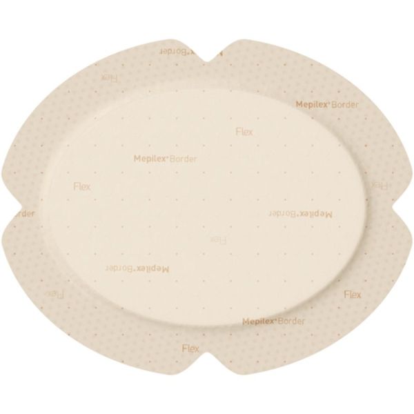 Molnlycke Health Care Mepilex Border Flex Oval - 7,8 x 10 cm - 16 pansements - Absorption élevée et flexibilité optimale